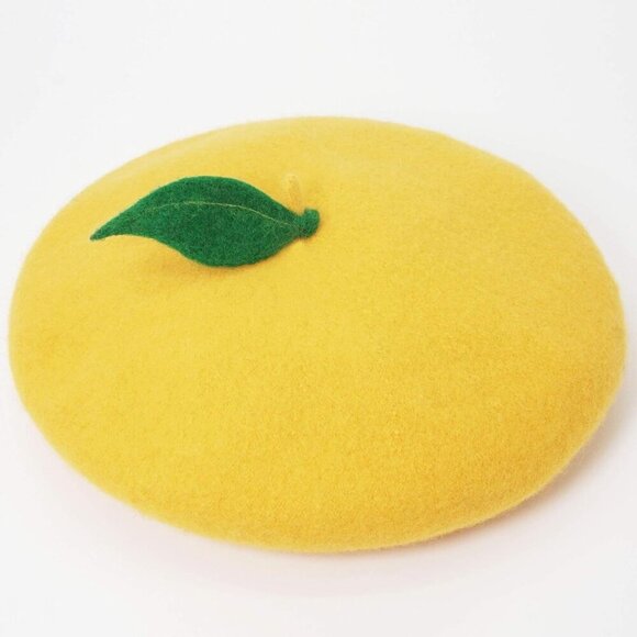 Wool Beret Vintage Green Leaf Fruit Cosplay Lolita Kawaii Winter Hat Girl main image 7